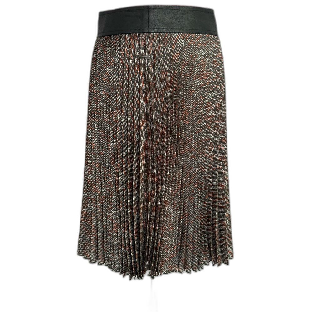 Karen Millen Elegant Pleated Midi Skirt Size 8 Multi-Colored Brown & Orange
